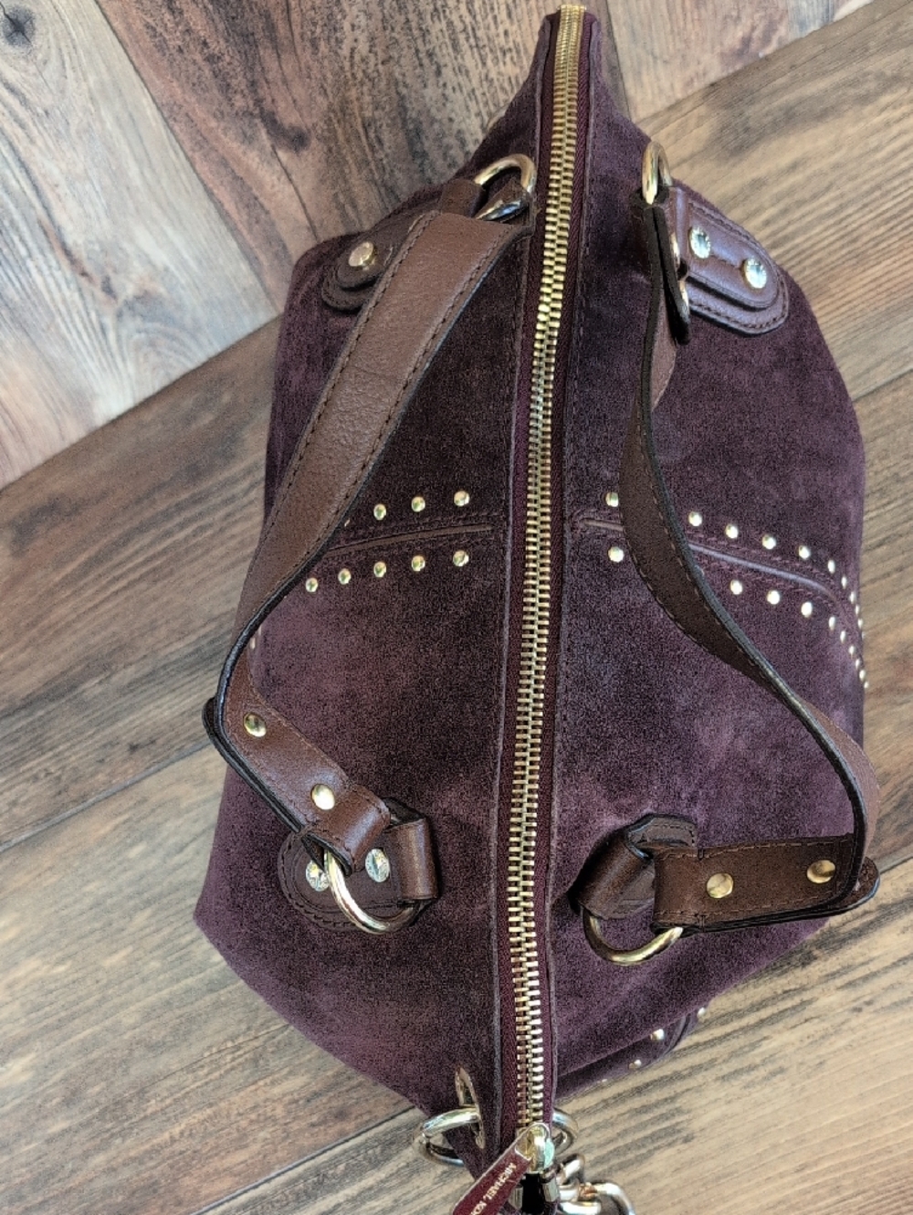 Michael Kors Astor Purple Suede Studded Hobo Shoulder Bag                   M352 - Picture 8 of 14